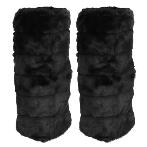 BESPORTBLE 1 Paar Fell Stulpen Damen: Winter Pelz Stulpen Schwarze Fellstulpen Fuzzy Warm Beinlinge Stulpe Kunstleder Beinwärmer Stiefel Manschetten Pelzigen Beinlinge Stiefelüberzüge von BESPORTBLE