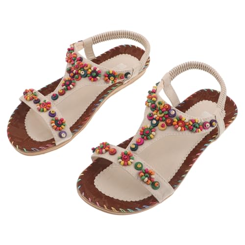 BESPORTBLE 1 Paar Flache Sandalen Für Damen: Boho-sandalen Mit Knöchelriemen, Bequemes Gehen – Flache Sommer-strandschuhe Mit Rutschfester Sohle Für Freizeitkleidung (größe: 36) von BESPORTBLE