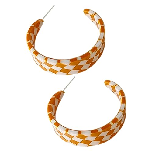 BESPORTBLE 1 Paar Frauen Ohrringe Geometrische Ringe mit Schachbrett Design Extravaganter Ohrschmuck für Teenager Damen Leicht für Partys von BESPORTBLE