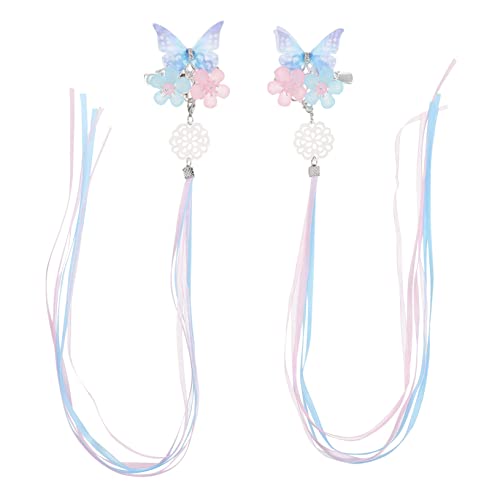 BESPORTBLE Chinesische Haarklammern Nostalgische Butterfly Haarschmuck Für Junge Mädchen Hanfu Headdress Blau Für Kostümpartys Und Alltag von BESPORTBLE
