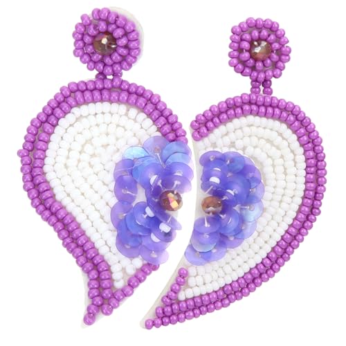 BESPORTBLE 1 Paar Herz-blumen-ohrringe Herzohrringe Für Damen Ohrringe Mit Herzperlen Ohrring Zum Valentinstag Herz-ohrringe Valentinstag Schmuck Acrylperlen Violett von BESPORTBLE