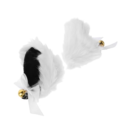 BESPORTBLE 1 Paar Katzenohr -Kopfschmuck Tierkostüm-Haarspangen Kätzchen Haarspange Cosplay -Kopfbedeckung Clip für Katzenohren Pelziger Katzenkopfschmuck Cosplay-Haarnadel Polyester Weiß von BESPORTBLE