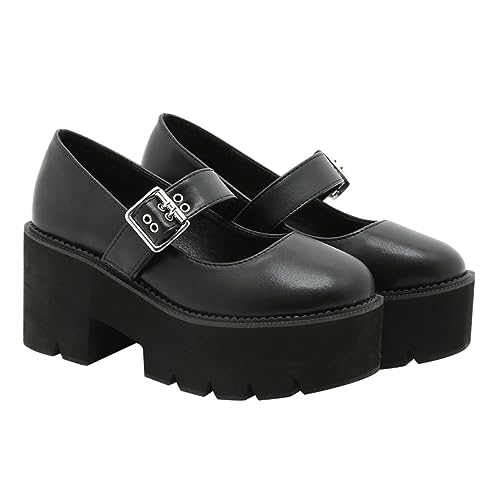 BESPORTBLE 1 Paar Lederschuhe Der Metallschnalle Damen Wohnung Geschlossene Runde Nicht -Slip -Schuhe Für Frauen Niedrig Elegant Zehe Kleid Schuhe Für Frauen Absätze Eva Schwarz von BESPORTBLE