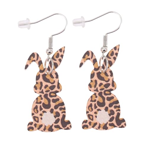BESPORTBLE 1 Paar Leopard-Häschen-Ohrringe baumeln Hasenohrringe schrauben sich zurück klein Ohren süßer Tropfenohrring Frauen Ohrschmuck Leopardenohrtropfen Acryl von BESPORTBLE