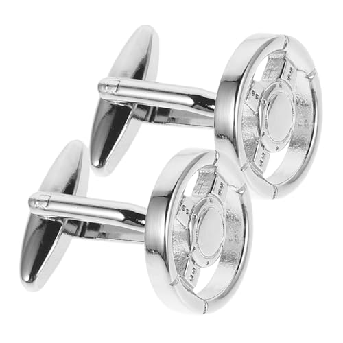 BESPORTBLE 1 Paar Manschettenknöpfe Am Lenkrad Manschettenlinks Herrenmanschettenknöpfe Anzug Accessoires Männer Manschettenknöpfe Herren Manschettlink Metall Silver von BESPORTBLE