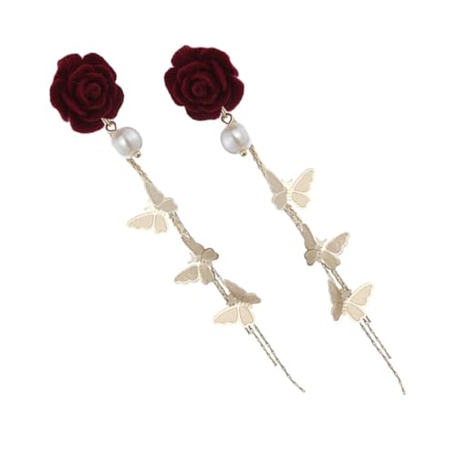 BESPORTBLE 1 Paar Ohranhänger blumenohrringe damen ohrringe silberohrringe Leichte Ohrringe S Silber Ohrringe Ohr baumeln Schmetterlings-Quasten-Ohrhänger als Modeohrringe Legierung von BESPORTBLE