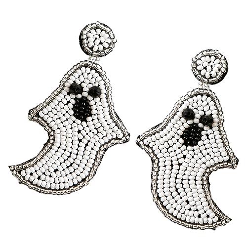 BESPORTBLE 1 Paar Ohrringe für Damen Handgefertigte Perlen Ohrringe Leichte Auffällige Dangle Schmuckstücke Partys Besondere Anlässe Weiße Beaded Ghost von BESPORTBLE