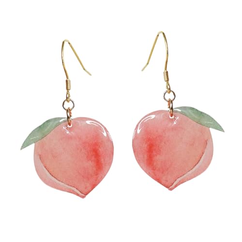 BESPORTBLE 1 Paar Pfirsichohrringe Träne Rosa Creolen baumeln Mode Frauen Ohrtropfen Schmuck Ohrhänger Pfirsiche Ohrtropfen Frauen Ohrring von BESPORTBLE