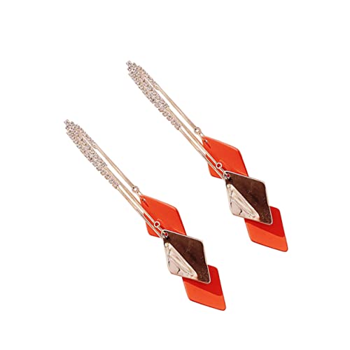 BESPORTBLE 1 Paar Quastenohrringe Ohrringe für Frauen im Trend langer Ohrhänger lange Ohrringe Quaste Ohrtropfen Kreative Kettenohrringe Quaste Ohrstecker Legierung rot von BESPORTBLE