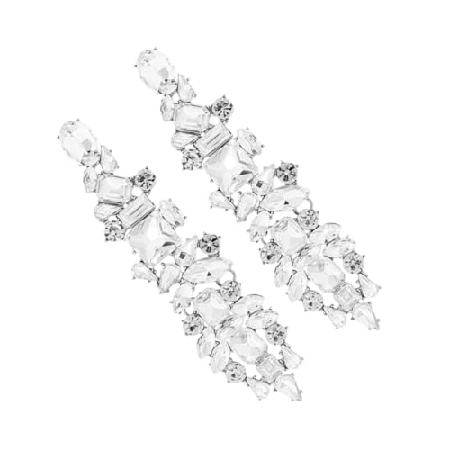 BESPORTBLE 1 Paar Retro Geometrische Ohrringe Blenden Groß Für Fallen Kette Klobig Strass-quasten Baumeln Pendelleuchte Kronleuchter Westliche Ohrringe Tropfenohrringe Strasssteine Weiß von BESPORTBLE
