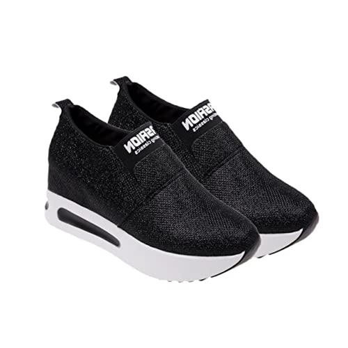 BESPORTBLE 1 Paar -Soled-Gelegenheitsschuhe klobig Nicht komfortabel für Frauen bequem modische Freizeitschuhe Damenschuhe Wanderschuhe Damen Obermaterial: Paillettenstoff Schwarz von BESPORTBLE
