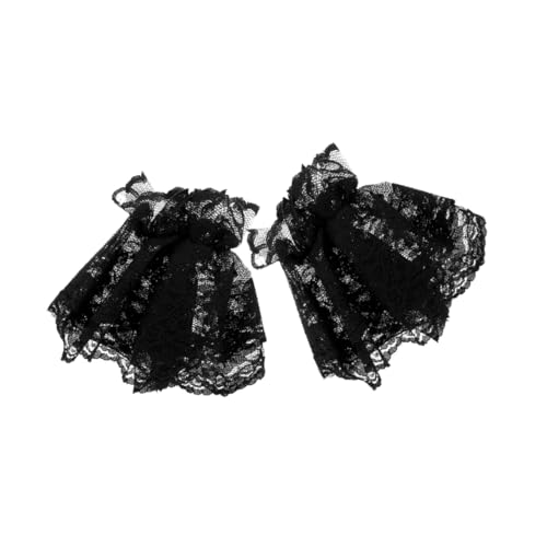 BESPORTBLE 1 Paar Spitzenärmel fingerlose Handgelenkmanschetten Zubehör für Hochzeitsfeiern Braut Armband Spitzenmanschette Armband aus Spitze Brautaccessoire Handgelenk- Black von BESPORTBLE