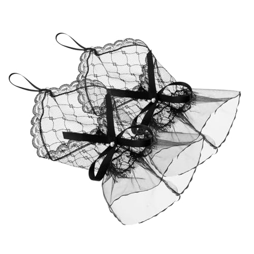 BESPORTBLE 1 Paar Spitzenhandschuhe Hochzeitshandschuhe Süße Handschuhe Spitzenärmel Netzhandschuhe Rüschenhandschuhe Transparente Handschuhe Handgelenksrüschenmanschetten von BESPORTBLE