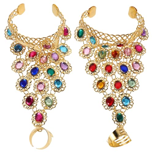 BESPORTBLE 1 Paar Strass-Ring-Handketten: Perlen-Handkettenarmband mit Ringen für Frauen – Bauchtanzschmuck für Tanz und Alltag von BESPORTBLE