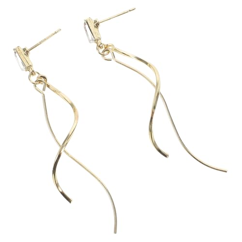 BESPORTBLE 1 Paar Twisted Linear Drop Earrings für Frauen Spiral Ohrringe Lange Ohrstecker Stilvolle Ohrschmuck Modisches Design für Handwerkskunst Einzigartiger Stil von BESPORTBLE