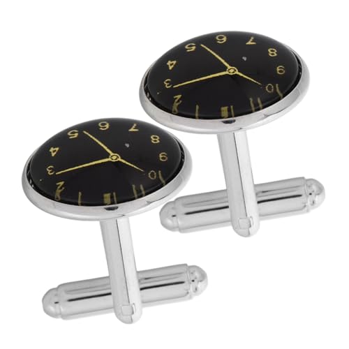 BESPORTBLE 1 Paar Uhr-Manschettenknöpfe Klassische Manschettenknöpfe Herren Manschettenknöpfe glänzende Manschettenknöpfe formelle Hemden klassische Hemdmanschettenknöpfe Legierung Black von BESPORTBLE