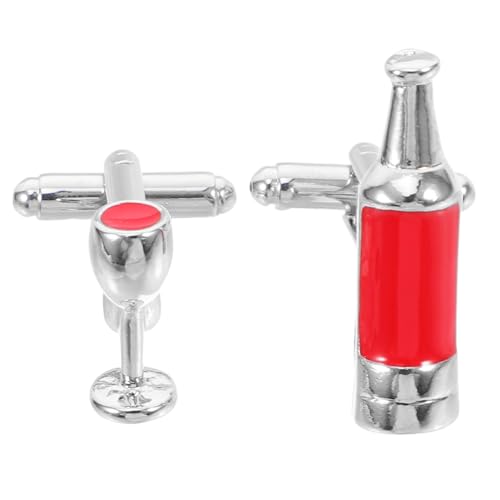 BESPORTBLE 1 Paar Weinflasche Und Manschettenknöpfe Aus Glas Brauch Für Männer Weingläser Hochzeit Braut Manschettenknöpfe Für Kleidung Manschettenknopf in Weinglasform Ärmelknopf Legierung von BESPORTBLE