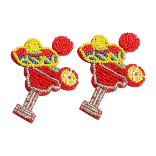 BESPORTBLE 1 Paar Weinglas Ohrstecker für Damen Handgefertigte Perlen Ohrringe im Tropfen Design für Strandpartys und Besondere Anlässe Hautfreundlich Langlebig Rot von BESPORTBLE