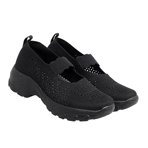 BESPORTBLE 1 Paar höhenvergrößernde Freizeitschuhe Wanderschuhe Damen bequem atmungsaktive Damenschuhe Dame Freizeitschuhe Dame Turnschuhe Obermaterial: Fliegenstrick Black von BESPORTBLE