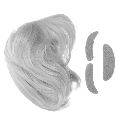 BESPORTBLE Perücke Für Ältere Herren Schnurrbart Und Augenbrauen Professor-kostümzubehör Alter-mann-kostümset Für Cosplay Halloween Themenpartys von BESPORTBLE