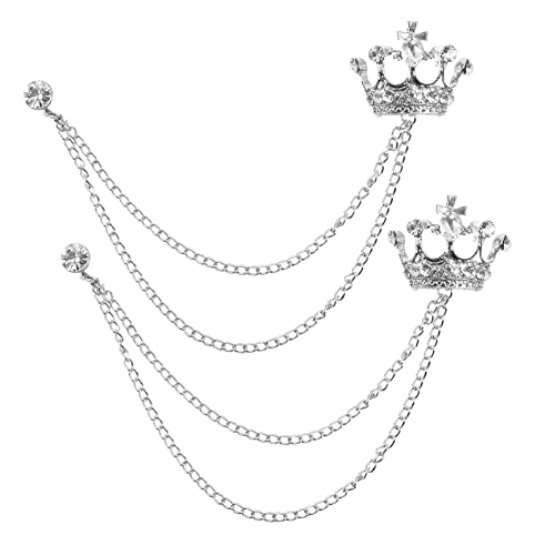 BESPORTBLE 2stücke Krone Herren Hemdclip Anzugclip Mantelclip Mit Quastenkettenclip Brosche Clip Für Pullover Anzug Strickjacke Kragen Hemd von BESPORTBLE