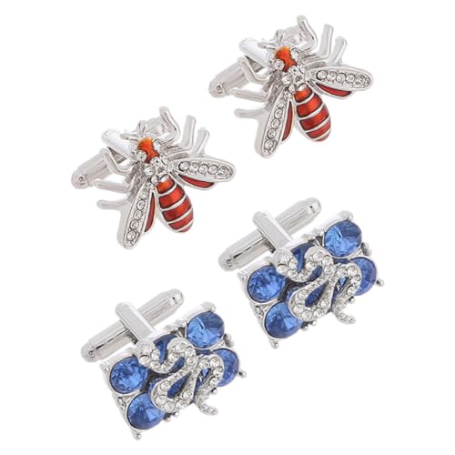 BESPORTBLE 1 Satz Bienen-manschettenknöpfe Manschettenknöpfe Aus Metall Für Herren Smokingknöpfe Smokingstollen Accessoire Für Herrenanzüge Biene Schmuck Strasssteine 2 Paare von BESPORTBLE