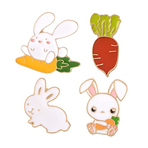 BESPORTBLE 4stücke Süße Hasen-brosche Kreatives Tropfenöl-design Hase Karotten-brustnadel Schickes Mädchen Karotten-abzeichen Kleidungsdekoration Accessoires Für Mädchen Junge Damen von BESPORTBLE