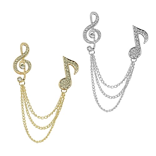 BESPORTBLE 1 Satz Brosche Für Männer Musikalische Note Anstecknadel Mit Kette Elegantes Design Für Anzüge Kleidung Accessoire Für Kreative Outfits 2 Stück von BESPORTBLE