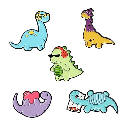 BESPORTBLE 5 Stück Dinosaurier Brosche Lustige Cartoon Broschen Langlebige Legierungsbroschen für Kleidung Bunte Dinosaurier Anstecknadeln Kreatives Zubehör für Kinder und Erwachsene von BESPORTBLE