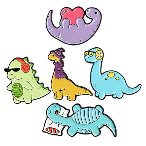 BESPORTBLE 1 Satz Cartoon Dinosaur Broschen Farbenfrohe Anstecknadeln Für Kleidung Rucksack Niedliches Dino Design Für Freunde 5 Stück von BESPORTBLE