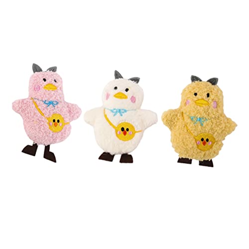 BESPORTBLE 1 Satz Cartoon Huhn Brosche Lustiger Plüsch Anstecker Für Kleidung Rucksack Kuscheliges Accessoire Für Outfits 3 Stück von BESPORTBLE