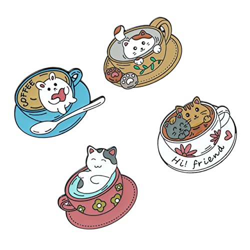 BESPORTBLE 1 Satz Cartoon Katzen Brosche Niedliche Tier Anstecknadeln Für Kleidung Taschen Rucksäcke Perfektes Accessoire Für Frauen Für Zu Feiertagen Besonderen Anlässen 4 Stück von BESPORTBLE
