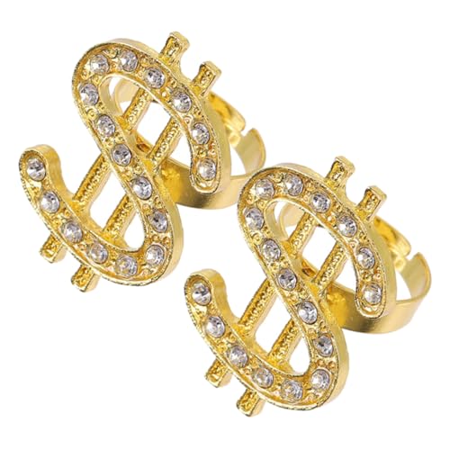 BESPORTBLE 1 Satz Diamantringzubehör Grunge Schmuck Modischer Geldring Offener Ring Im Punk-stil Geldzubehör Punkzubehör Punk -stilring Fingerringe Mit Punkkette Zinklegierung Golden 2 Stück von BESPORTBLE