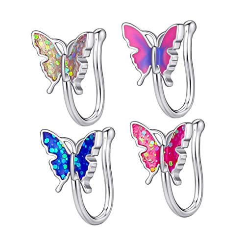 BESPORTBLE 4stücke Falsche Nasenringe Öl Tropfende Nasenclips Modische Nasenmanschetten Nasenschmuck Für Frauen Nasenaccessoires Für Mädchen von BESPORTBLE