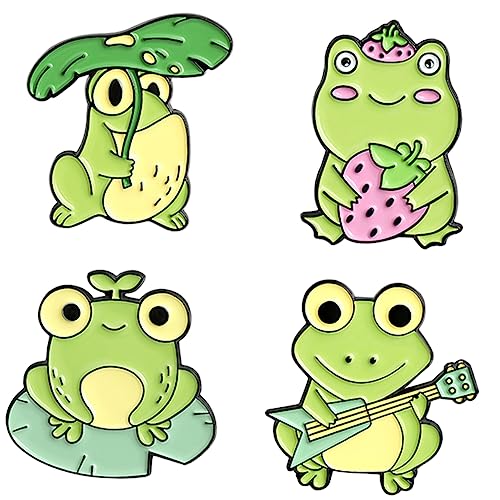 BESPORTBLE 4 Stück Frosch Brosche Emaille Pins Niedliche Anstecknadeln Für Kleidung Hüte Und Taschen Dekorativer Modeschmuck Für Damen Geschenkidee Für Freunde Und Familie von BESPORTBLE