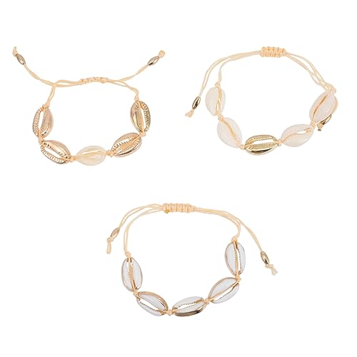 BESPORTBLE 1 Satz Gewebtes Armband Muschel Strandarmbänder Kauri Häkel Fußkettchen Für Teenager Mädchen Frauen Armband Legierung 3 Stück BESPORTBLE 1 Satz Gewebtes Armband Muschel Strandarmbänder Kauri Häkel Fußkettchen Für Teenager Mädchen Frauen Armband Legierung 3 Stück von BESPORTBLE
