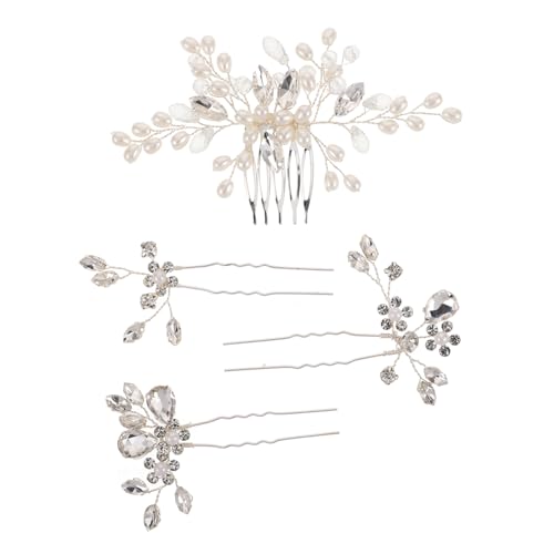 BESPORTBLE 1 Satz Haarnadelkamm-set Haarschmuck Haarspangen Mit Strass Dekorative Haarnadeln Brautjungfer Haarspangen Haarnadeln Mit Strass Haarstifte Zum Styling Weiß Strasssteine von BESPORTBLE