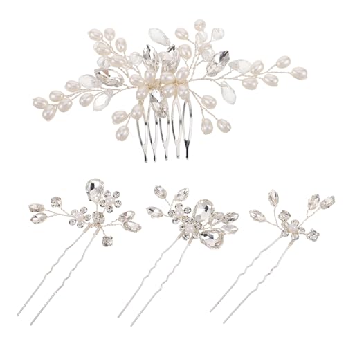 BESPORTBLE 1 Satz Haarnadelkamm-set Haarstifte Zum Styling Braut Haarkamm Haarschmuck Für Die Braut Hochzeit Kopfschmuck Formelle Haarklammern Chinesische Haarstäbchen Perle Weiß von BESPORTBLE