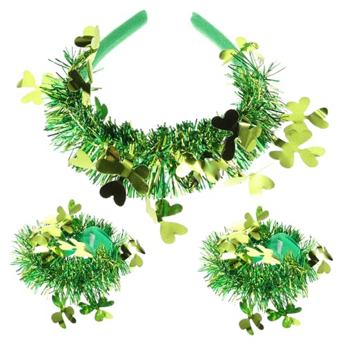 BESPORTBLE Grünem Kleeblatt-haarband Und Handgelenk-armbändern Für St Patrick's Day Grünes Haarband Grüne Shamrock-armbänder Für Partys Und Festlichkeiten von BESPORTBLE