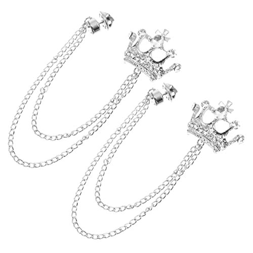 BESPORTBLE 1 Satz Kragenclip Brosche Anstecknadel Für Herrenanzüge Krawattennadel Mit Kette Stilvolles Accessoire Für Formelle Anlässe Freizeitoutfits 2 Stück von BESPORTBLE