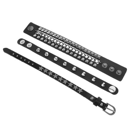 BESPORTBLE 1 Satz Multilayer Punk Armband Kunstleder mit Nieten Robuster Gothic Biker Stil Verstellbares Armband für Herren und Damen Accessoire für Partys und Alltag von BESPORTBLE