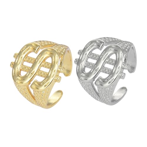 BESPORTBLE 1 Satz Offene Ringe Für Herren Verstellbare Finger Ringe Mit Symbol Modischer Schmuck Für Männer 2 Stück von BESPORTBLE