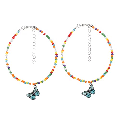 BESPORTBLE 2stücke Perlen-fußkettchen Für Frauen Fußkettchen Reisperlen Böhmischen Knöchel Armband Fußschmuck Für Strand Und Party Verstellbare Fußkette von BESPORTBLE