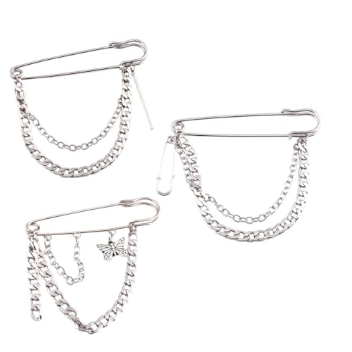 BESPORTBLE 1 Satz Retro Brosche Mit Ketten Design Stilvolle Hip Hop Brustnadel Für Kleidung Corsage Accessoires Für Besondere Anlässe 3 Stück von BESPORTBLE