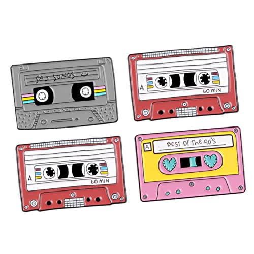 BESPORTBLE 4stücke Cartoon Kassette Anstecknadel Retro Brosche Für Kleidung Ansprechende Dekoration Für Frauen Und Mädchen Zu Weihnachten Oder Halloween von BESPORTBLE
