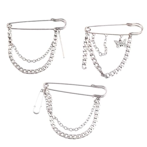 BESPORTBLE 1 Satz Retro Ketten Anstecknadel Kreative Brustnadel Stilvolle Corsage Für Hip Hop Outfits Brosche Zur Bekleidung Accessoires Für Verschiedene 3 Stück von BESPORTBLE