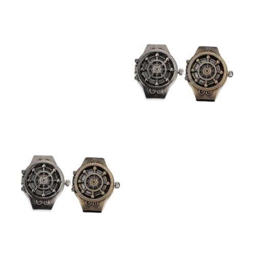 BESPORTBLE 1 Satz Retro Kreative Fingeruhr Ringdesign Einzigartige Flip Uhr Für Damen Herren Fotos Veranstaltungen 2 Stück von BESPORTBLE