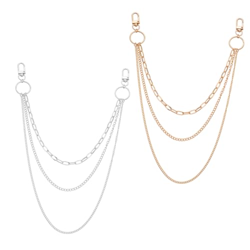 BESPORTBLE 2stücke Retro Mehrschicht Metallkette Mit Fransen Taillenkette Für Damen Mädchen Gold Silbermodeaccessoire Für Strandparty Date Casual Anlässe von BESPORTBLE