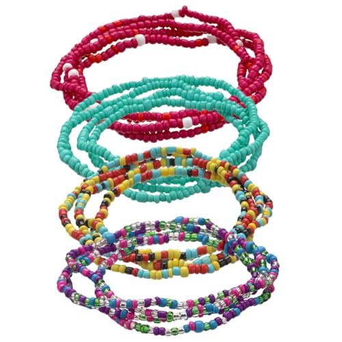 BESPORTBLE 4stücke Taillenperlen Bauchkette Für Damen Elastische Sommerschmuck-kette Mit Bunten Perlen Leicht Und Modisch Für Badeanzüge Bikinis Und Strandkleider von BESPORTBLE