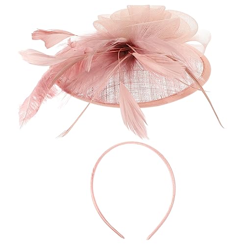 BESPORTBLE 1 Satz Teepartyhut Für Frauen Band Trendy Bass Braut Hüte Damen Hochzeit Rand Bräute Sonne Elegant Ihnen Kurs Fascinator-hut Haardekore Flanell Rosa von BESPORTBLE